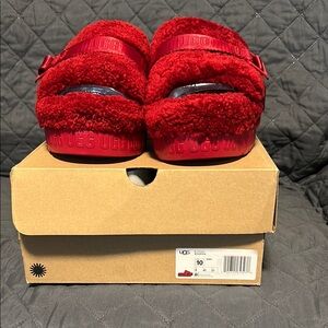 UGG Bright Red Fuzzy Slippers Women